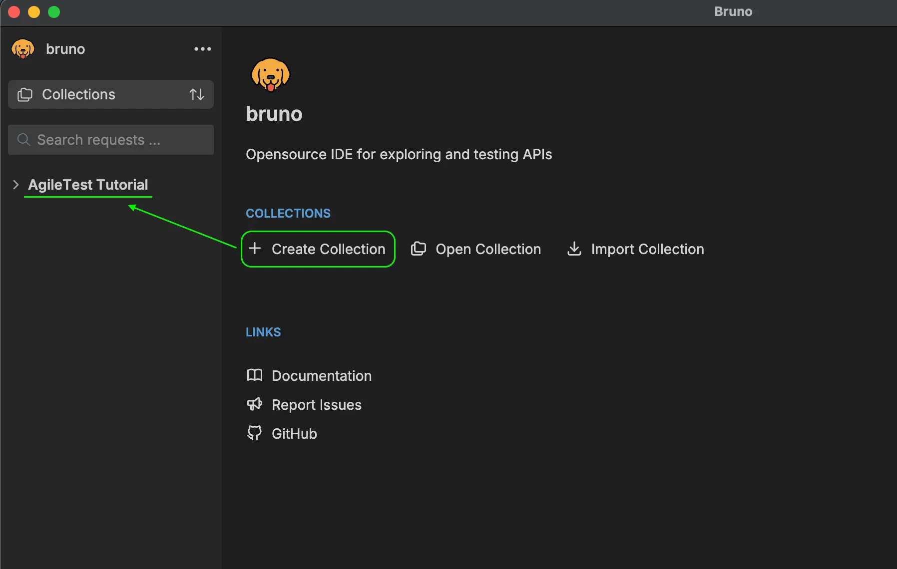 Create your first folder - Bruno