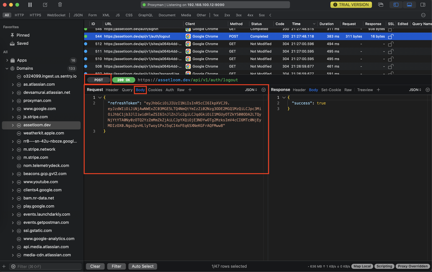 Body of Request tab