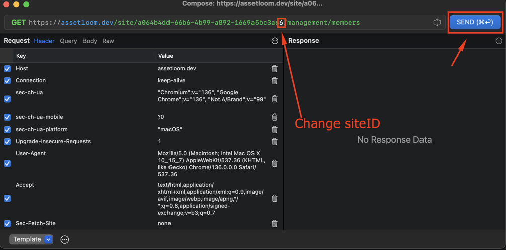 Choose siteID