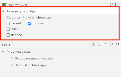 Filtering tests