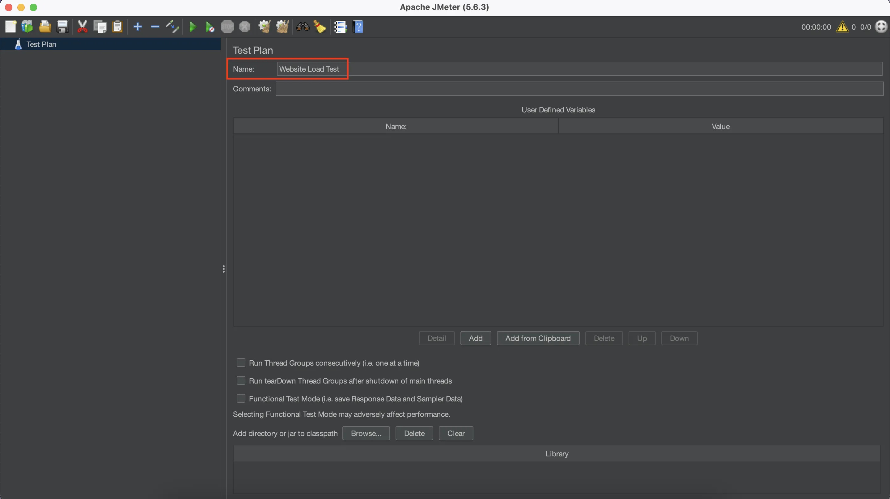 Rename the Test Plan Rename the Test Plan