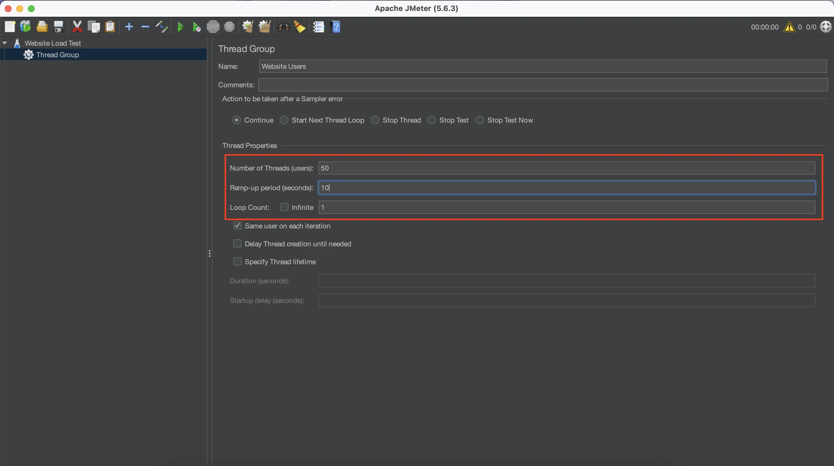 Configure the Thread Group Configure the Thread Group