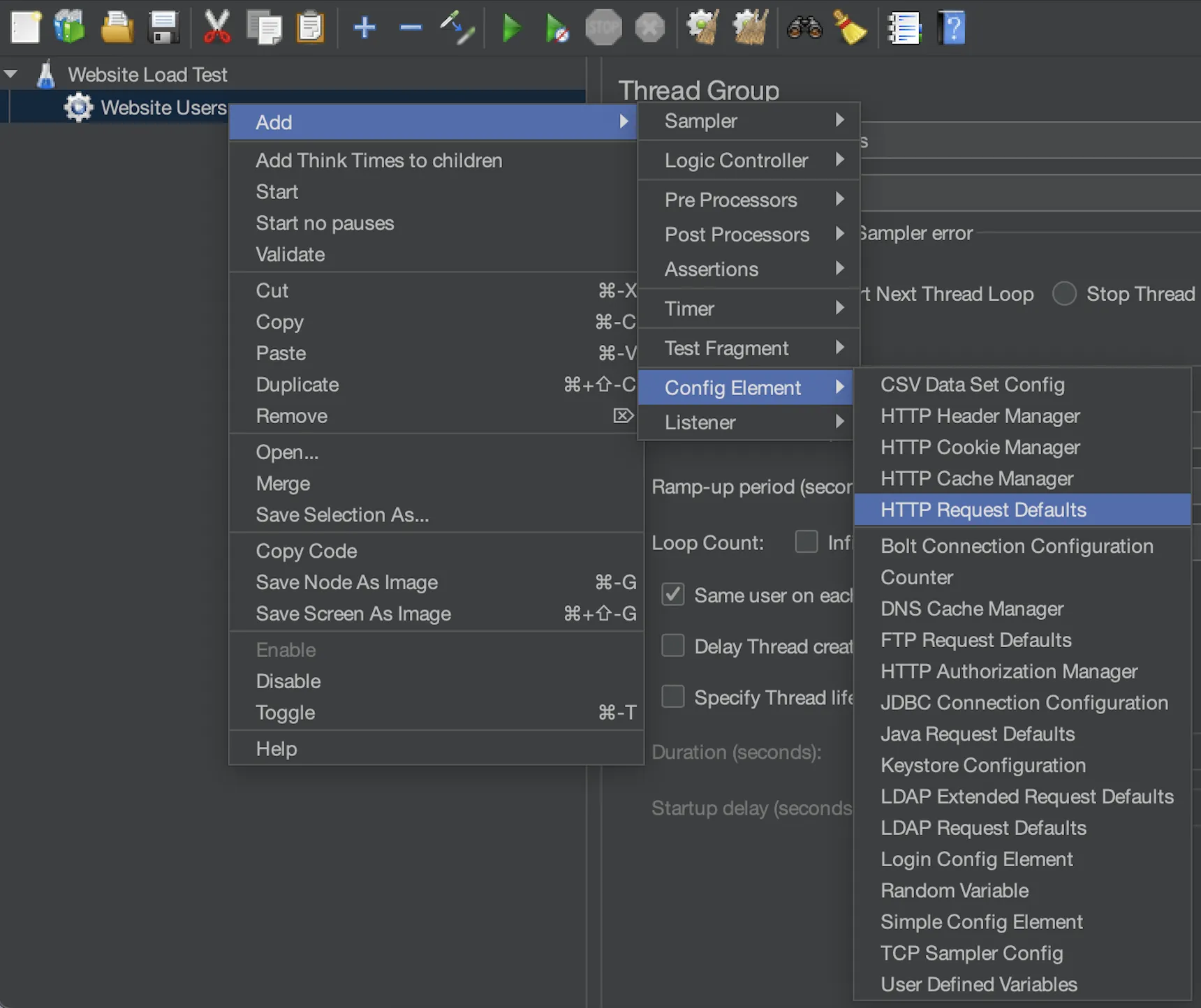 Add HTTP Request Defaults Add HTTP Request Defaults