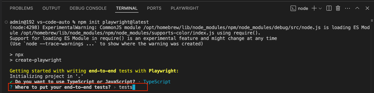 Name of your Tests folder