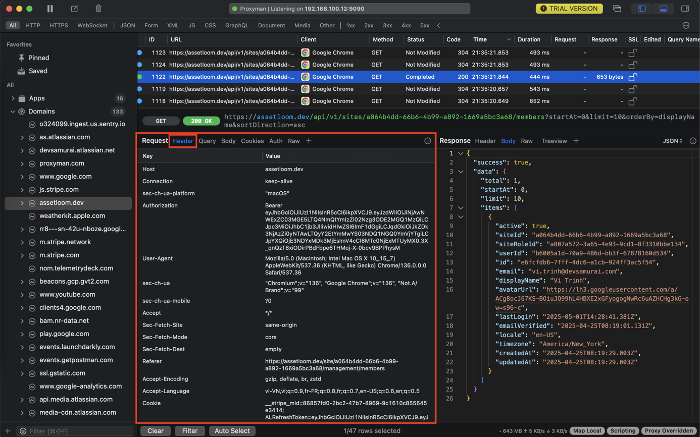 Request tab